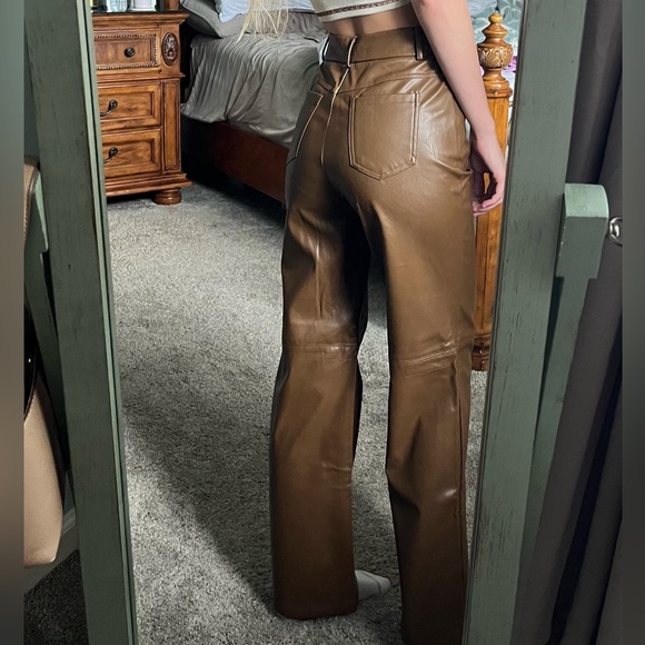 SHEIN PETITE XXS Brown Faux Leather Pants - Picture 16 of 16